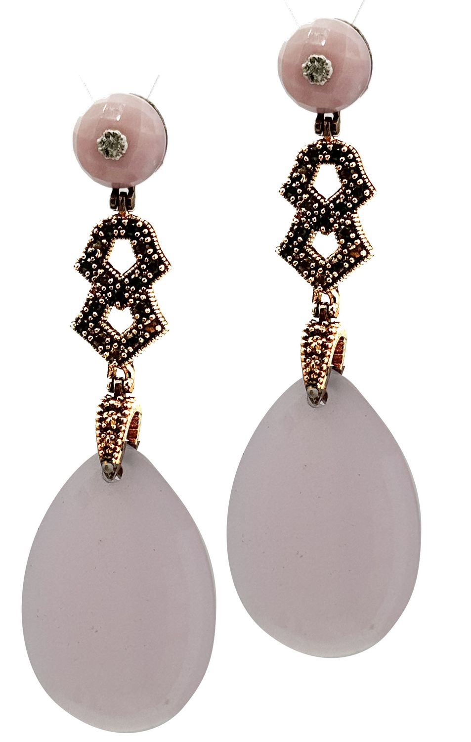 Rose quartz hydrothermal earrings in 925 silver.