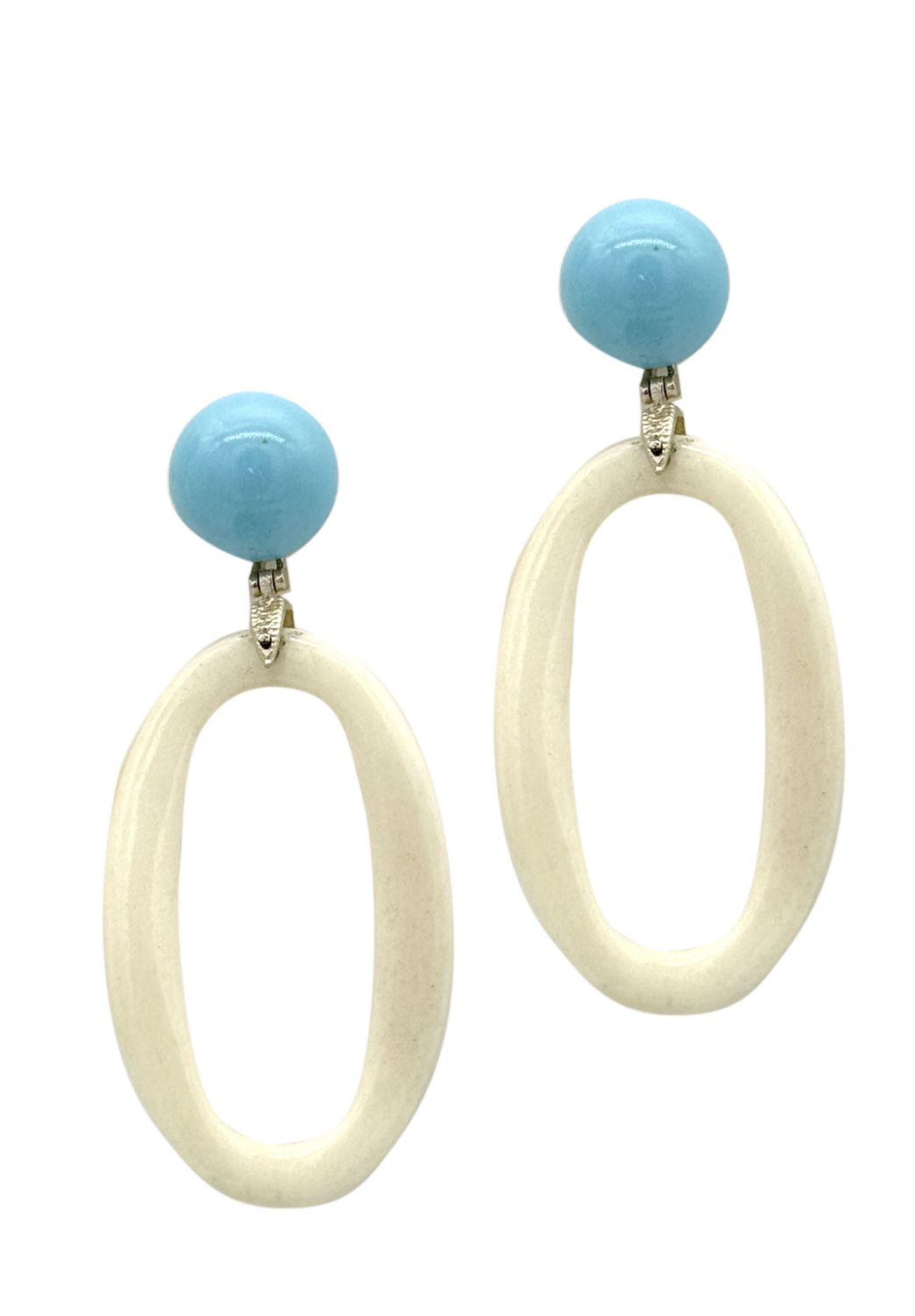 Ivory, turquoise, and 925 silver earrings