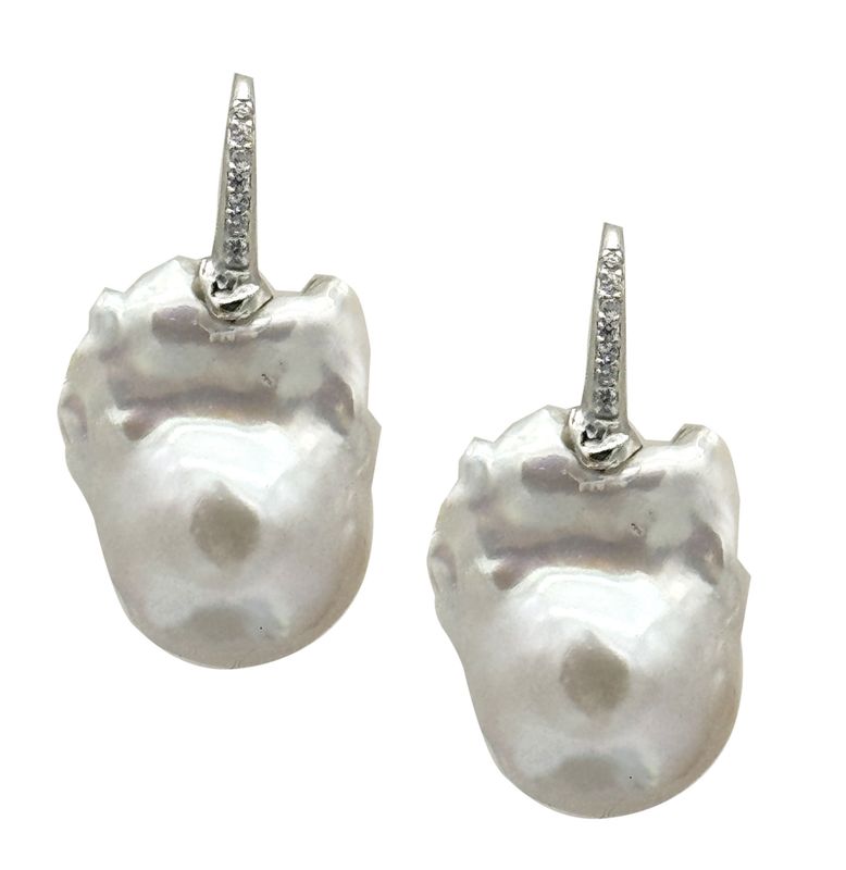 Pearl, zirconia, and 925 silver earrings