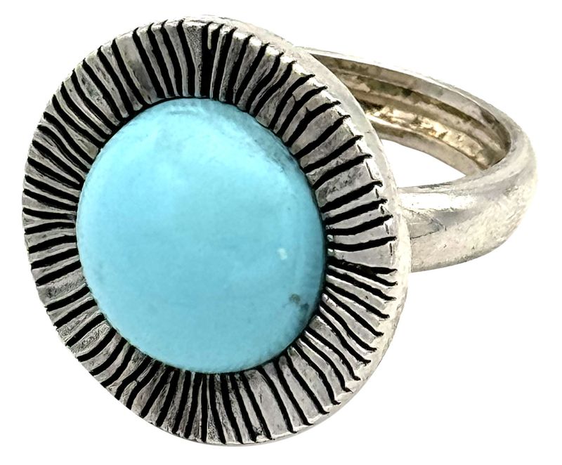 Turquoise Paste Ring in Solid Sterling Silver 925