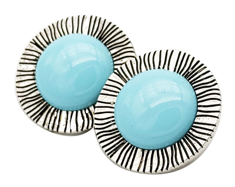Large Turquoise Dough Earrings in Solid 925 Silver