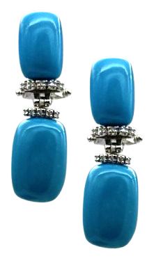 18 KT GOLD EARRING BKT 0,20 DIAMONDS AND TURQUOISE