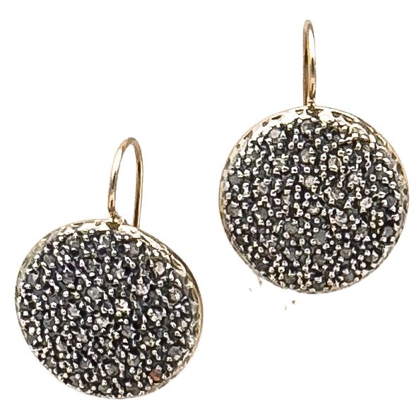 9KT ART DECO&#39; GOLD EARRING KT 1,30 ROSE CUT DIAMONDS