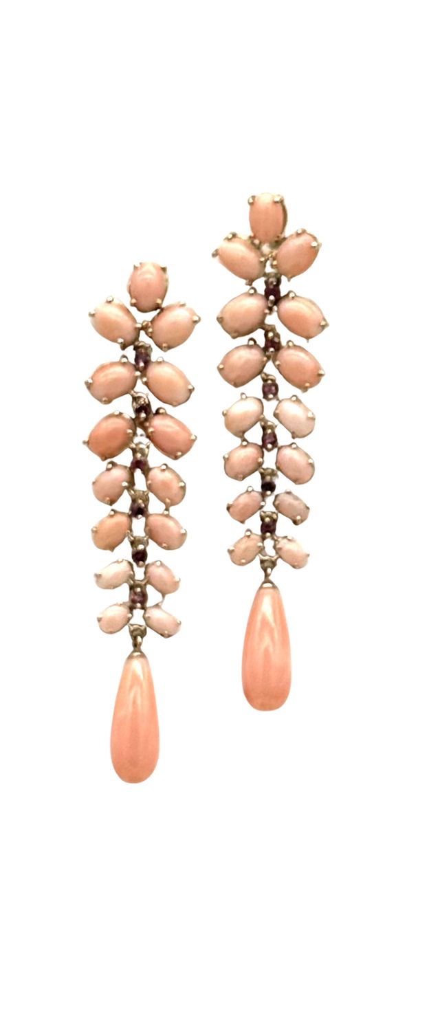 9 KT GOLD EARRING WITH RUBY AND AUSTRALIAN DROPS PEARLS