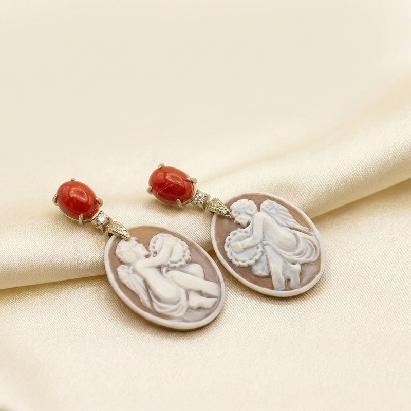 Hand-Carved Cameo Earrings