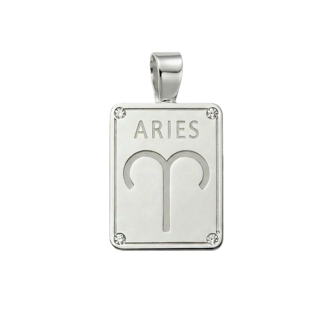 ​Ciondolo Segno Zodiacale Ariete in Argento Massiccio 925 con Diamanti Naturali - 21 Marzo - 20 Aprile