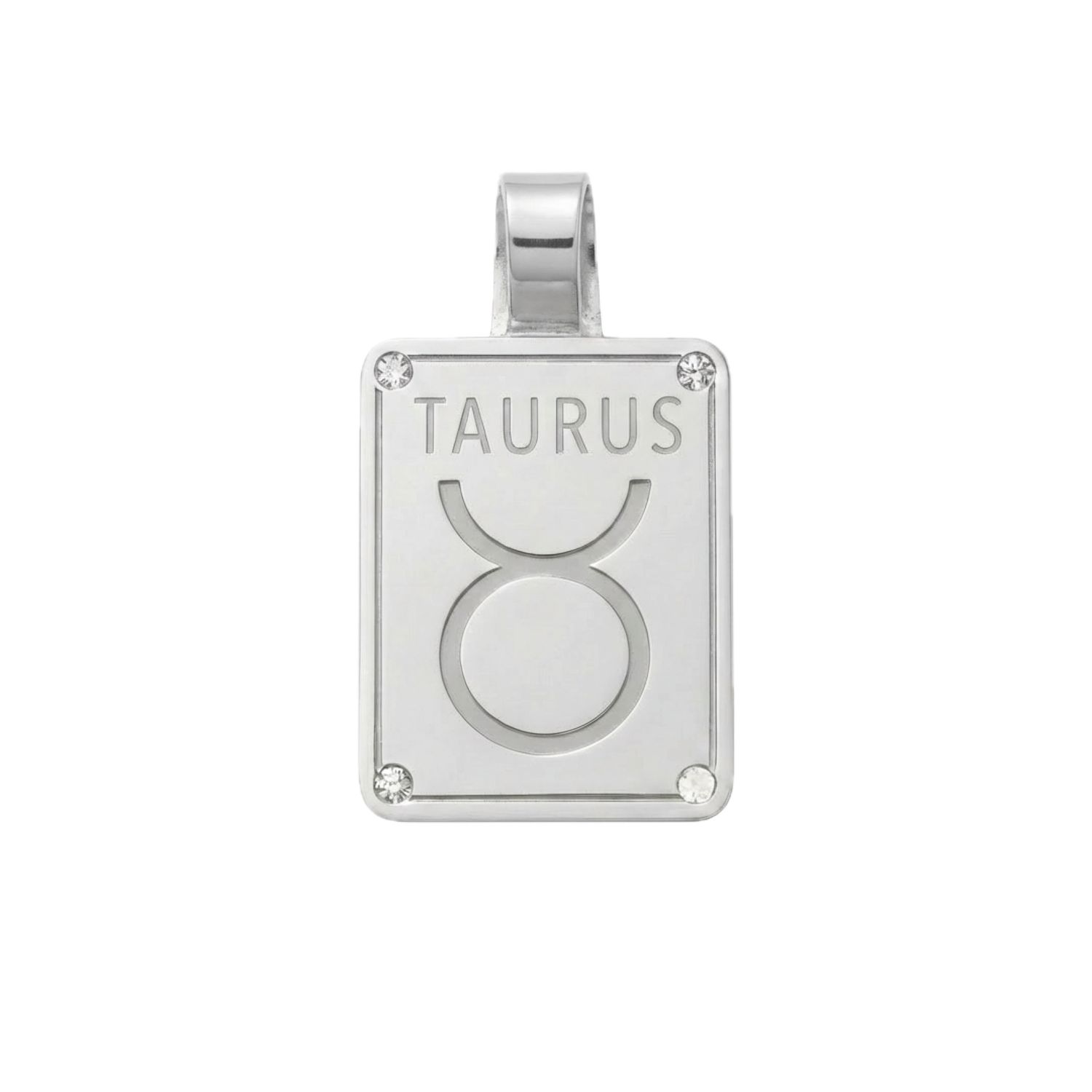 ​Ciondolo Segno Zodiacale Toro in Argento Massiccio 925 con Diamanti Naturali - 21 Aprile - 20 Maggio