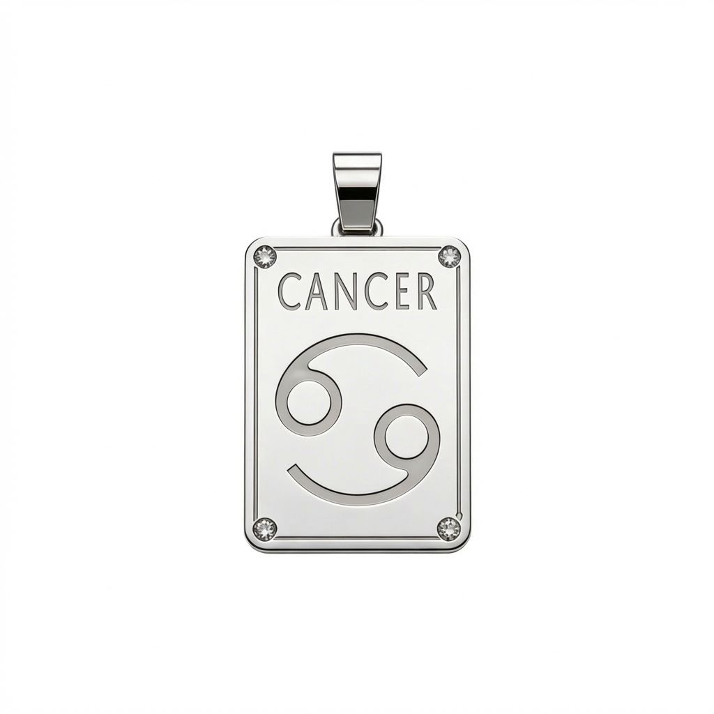 Cancer Zodiac Sign Pendant in 925 Sterling Silver with Diamonds - June 22 to July 22