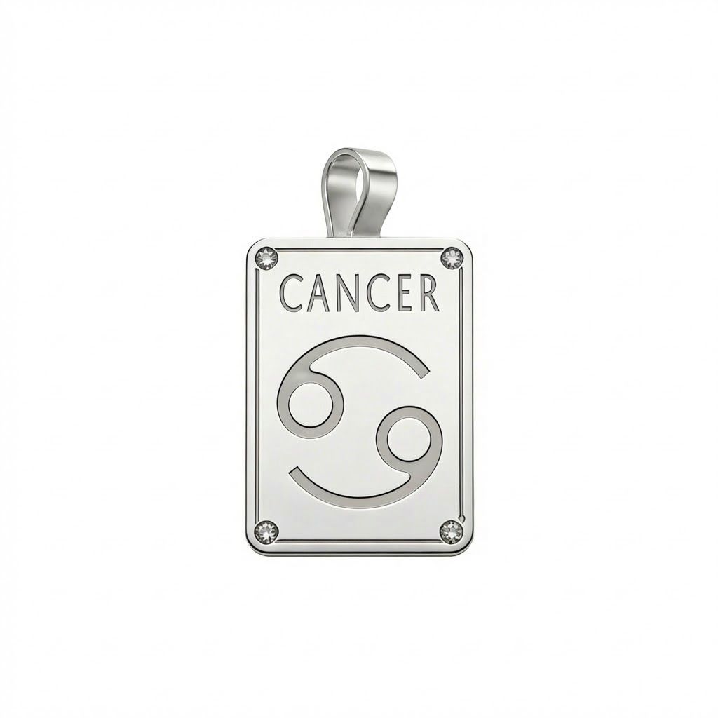 ​Ciondolo Segno Zodiacale Cancro in Argento Massiccio 925 con Diamanti - 22 Giugno al 22 Luglio