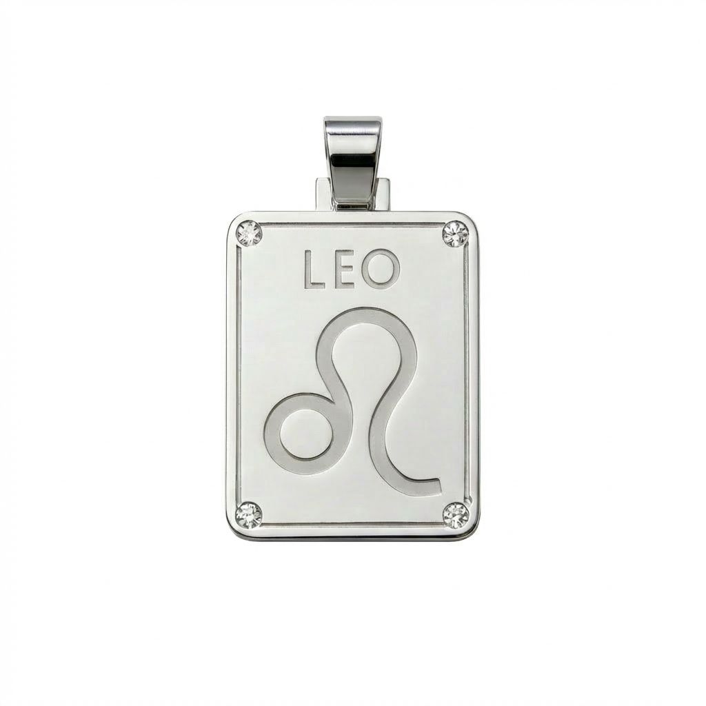 Leo Zodiac Sign Pendant in 925 Sterling Silver with Diamonds - July 23 to August 23
