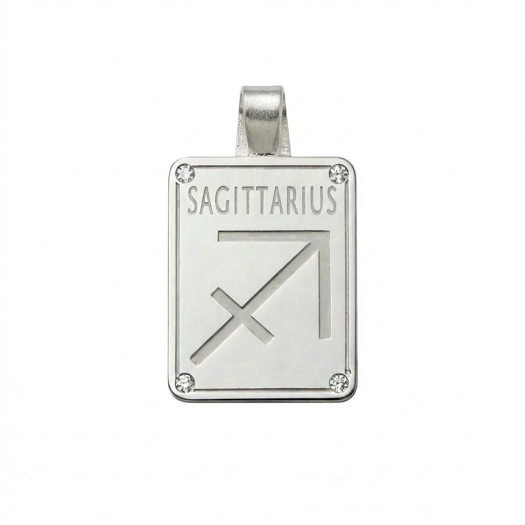 ​Ciondolo Segno Zodiacale Sagittario in Argento Massiccio 925 con Diamanti - 23 Novembre al 22 Dicembre