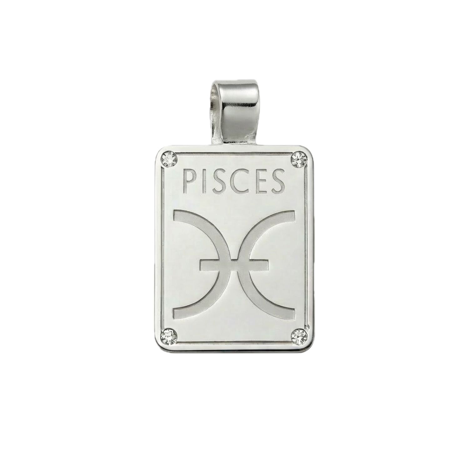 ​Ciondolo Segno Zodiacale Pesci in Argento Massiccio 925 con Diamanti - 19 Febbraio al 20 Marzo