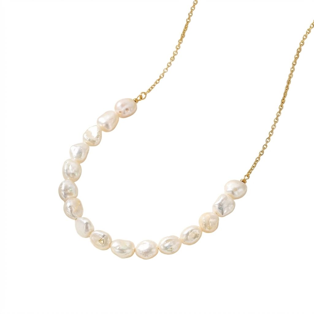 Indonesian Pearl Choker Necklace in Gold-Plated 925 Sterling Silver