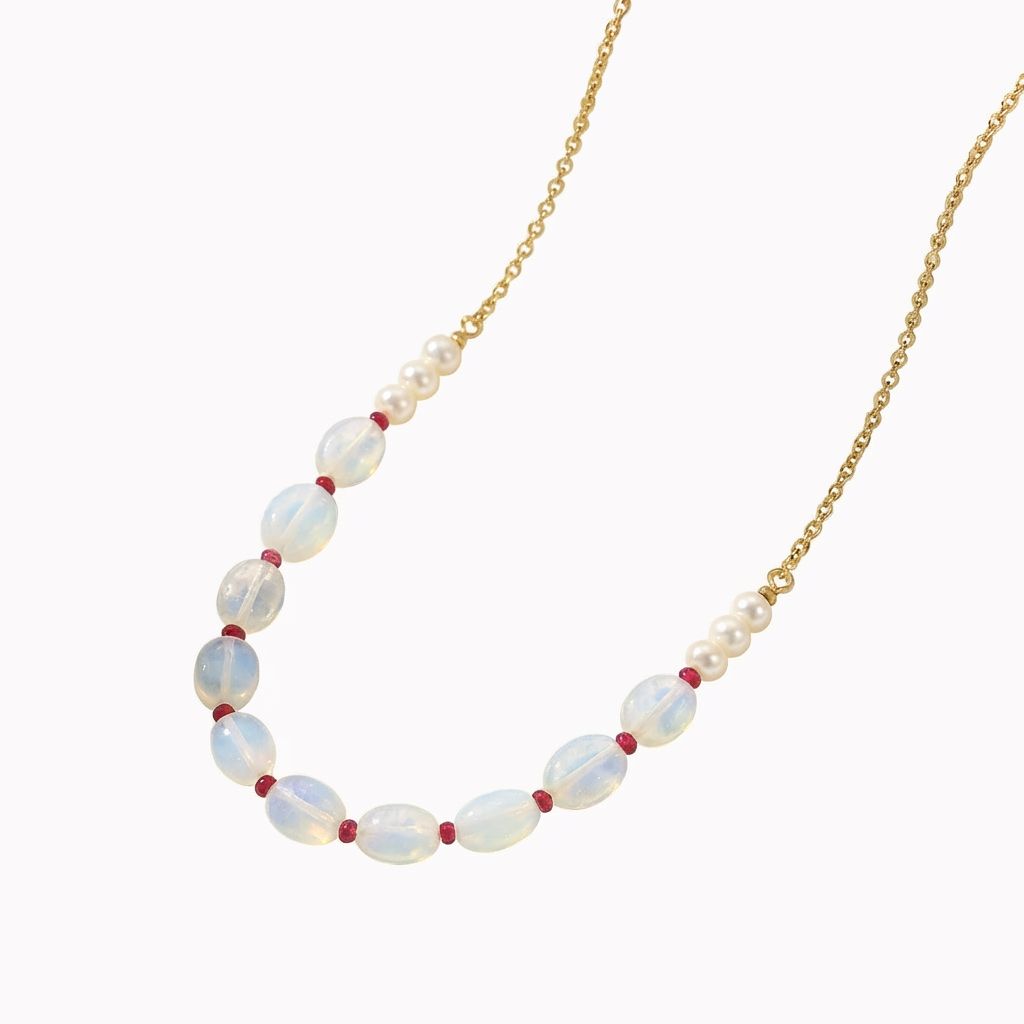 Moonstone Choker Necklace in Gold-Plated 925 Sterling Silver
