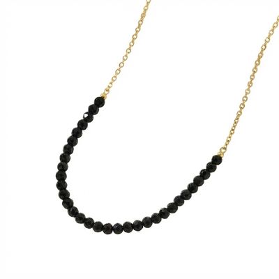 Black Spinel Choker Necklace in Gold-Plated 925 Sterling Silver