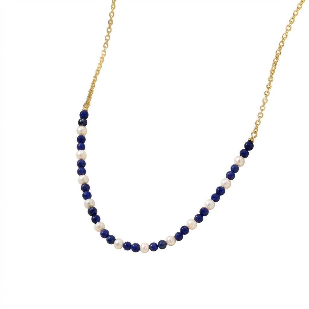 Onyx &amp; White Agate Choker Necklace in Gold-Plated 925 Sterling Silver