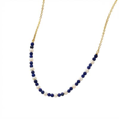 Onyx &amp; White Agate Choker Necklace in Gold-Plated 925 Sterling Silver