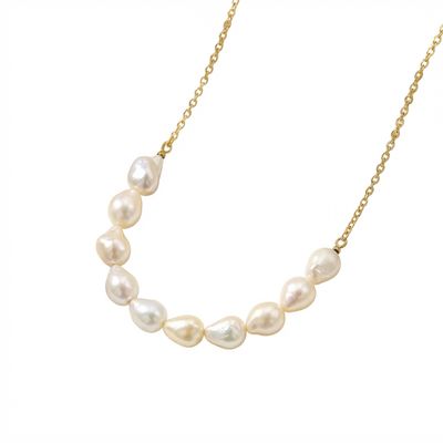 Indonesian Pearl Choker Necklace in 925 Sterling Silver Gold Plated