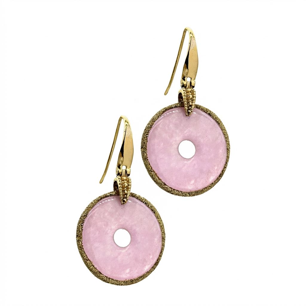 Pink Jade &amp; 925 Sterling Silver Earrings - Sophisticated Feminine Charm