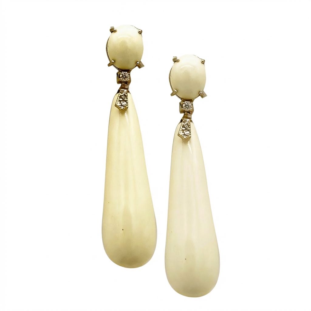 Natural Bone &amp; 925 Sterling Silver Earrings - Organic Contemporary Design
