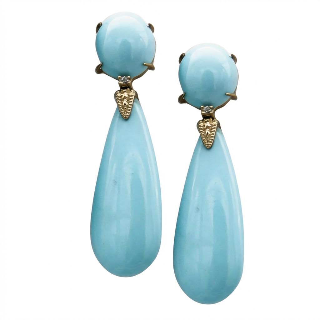 Turquoise &amp; 925 Sterling Silver Earrings - Vibrant Blue-Green Beauty