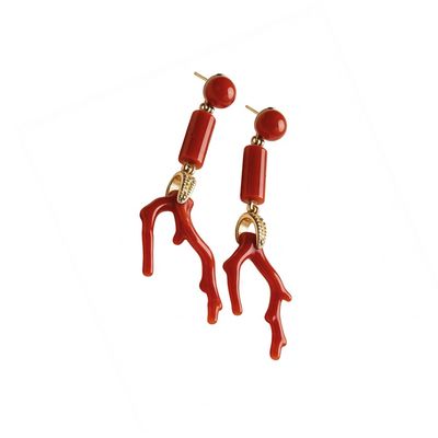 ​Mediterranean Red Coral &amp; 925 Sterling Silver Earrings - Natural Elegance