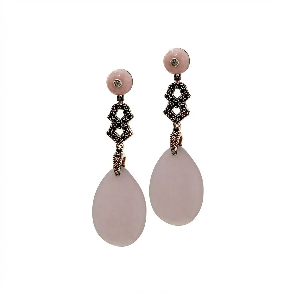 Hydrothermal Rose Quartz &amp; 925 Sterling Silver Earrings - Gentle Pink Beauty