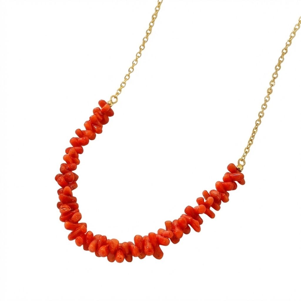 Sciacca Coral &amp; 925 Sterling Silver Choker Necklace