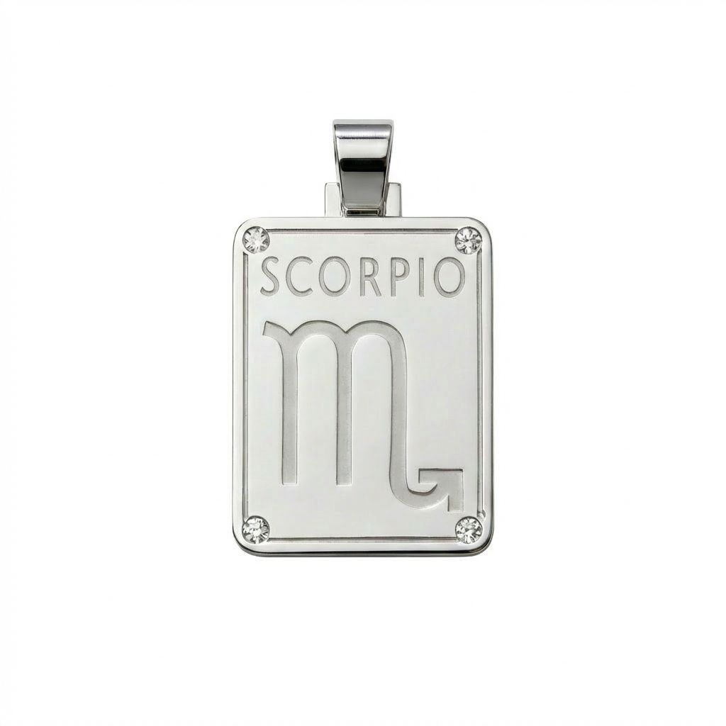 Scorpio Zodiac Sign Pendant in 925 Sterling Silver with Diamonds - October 24 to November 22