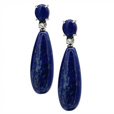 Lapis Lazuli &amp; Zircon Earrings - Celestial Blue Meets Diamond-Like Brilliance