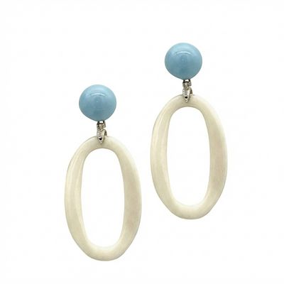 Ivory, Turquoise &amp; 925 Sterling Silver Earrings - Natural Elegance Meets Vibrant Color