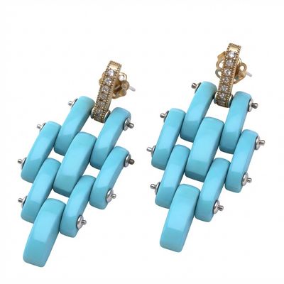 Turquoise Checkerboard Earrings - Unique Square Design