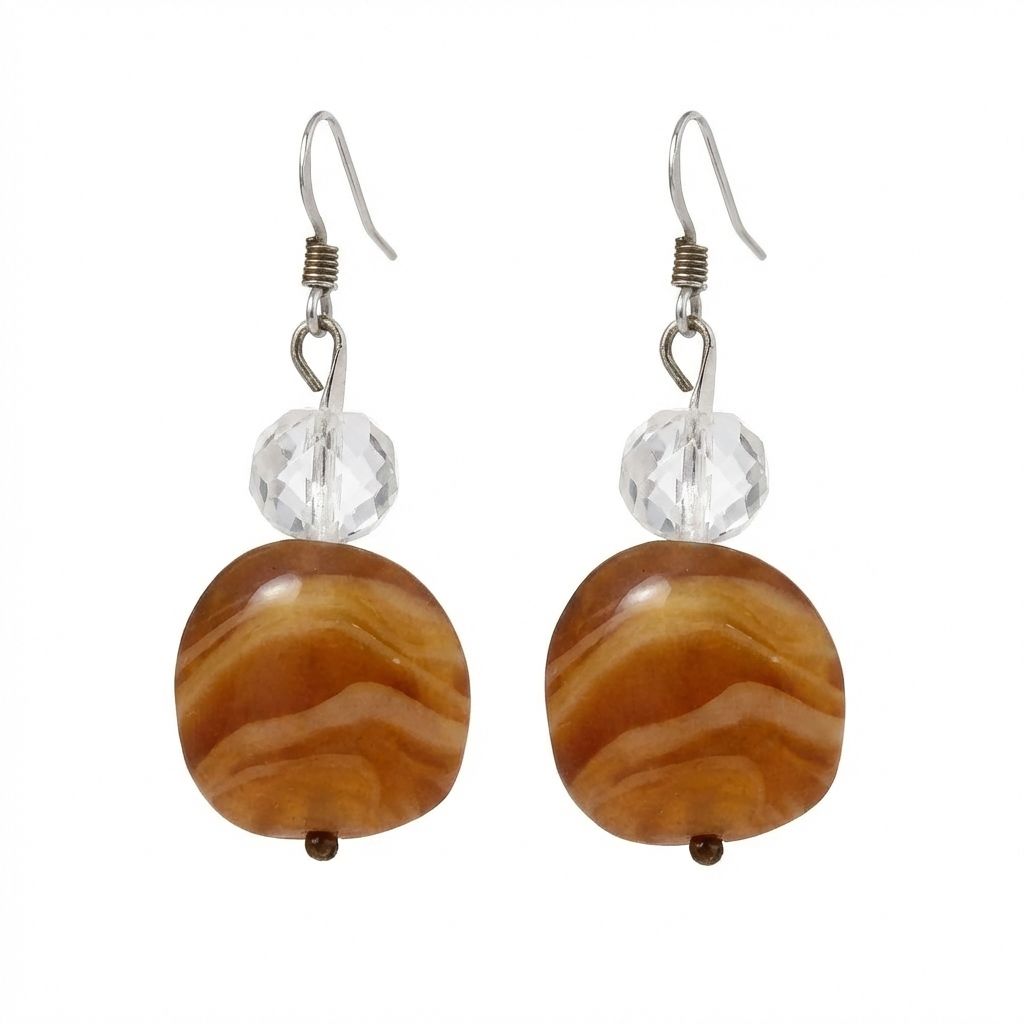 Vintage Earrings No. 2 in 925 Sterling Silver with Natural Stones - Italian Antique Collection