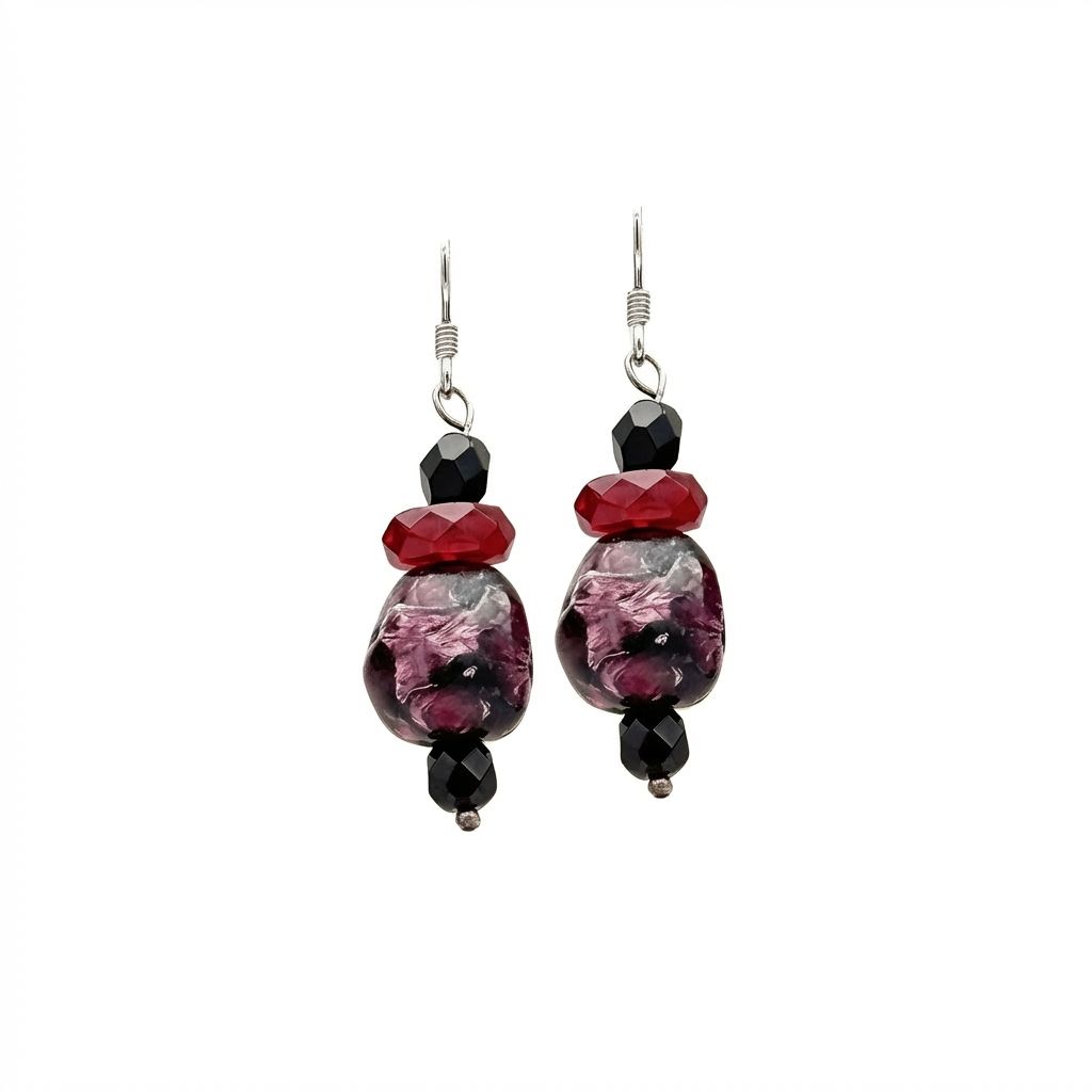 Vintage Earrings No. 1 in 925 Sterling Silver with Natural Stones - Italian Antique Collection