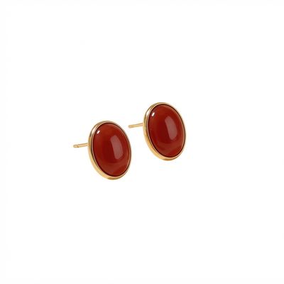 Art Deco 18K Gold Earrings with Red Mediterranean Coral