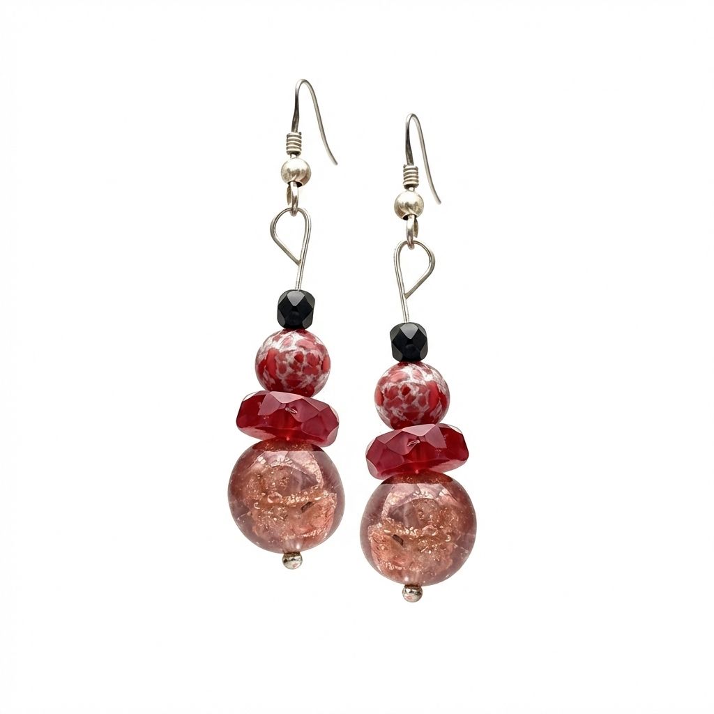 Vintage Earrings No. 6 in 925 Sterling Silver with Natural Stones - Italian Antique Collection