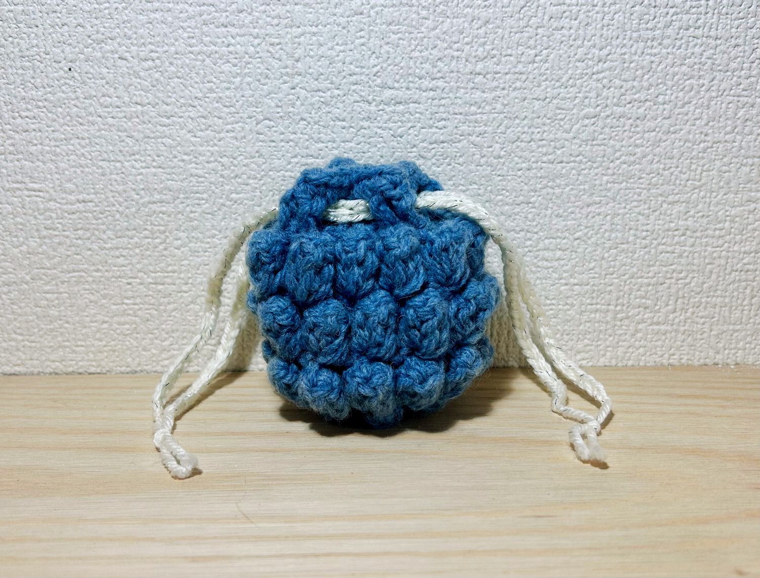 ポコポコ巾着ポーチ(青)