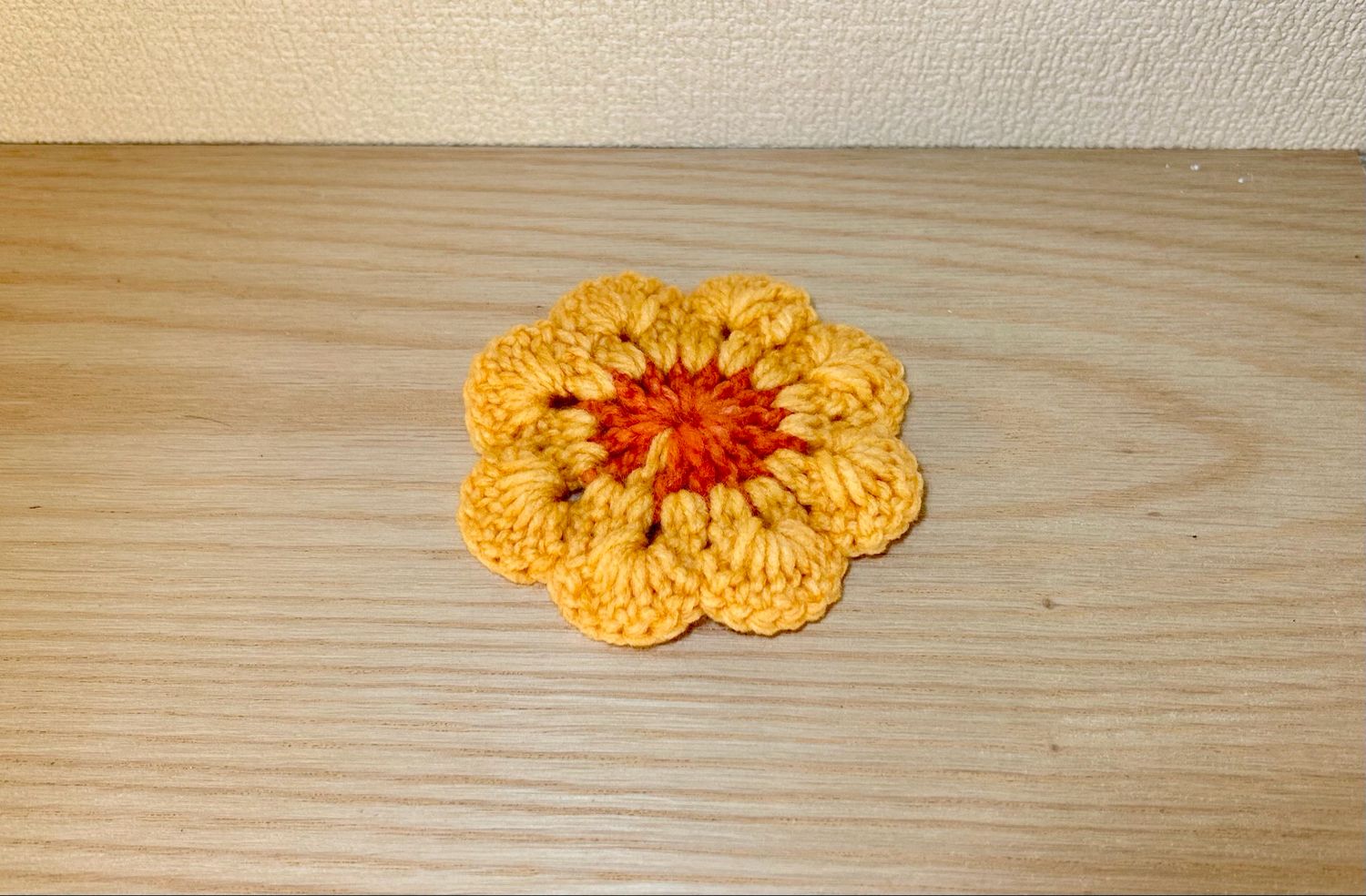 お花のコースター(オレンジ×黄色)