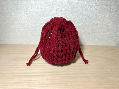 あみあみ×キラキラ巾着ポーチ(赤)