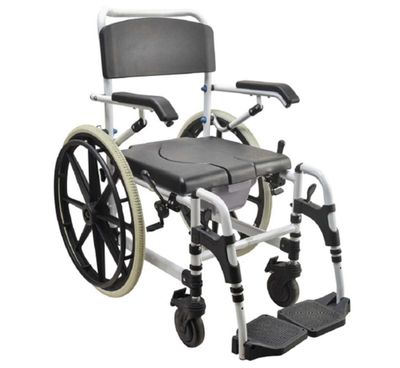 Commode Chair – White Aluminium (24″ Rear Wheel)
