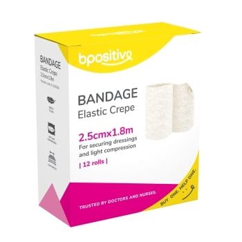 CREPE BANDAGE ELASTIC 2.5CM X 1.8MTR ROLL