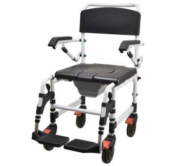 HIRE - Commode Chair – White Aluminium (5″ Rear Wheel) HIRE - Commode Chair – White Aluminium (5″ Rear Wheel)