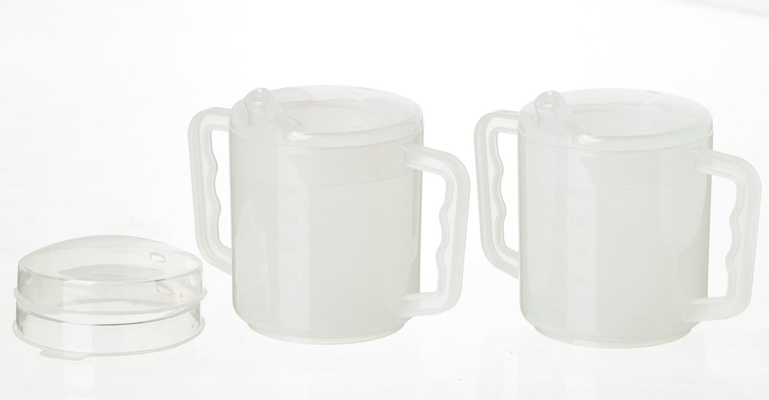Two Handled Mug, 270ml, with Spout and Splash Lids PACK OF 2