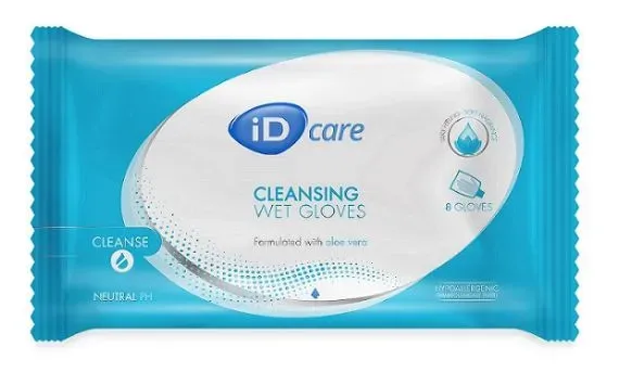ID CARE WET WASH GLOVES WITH ALOE VERA P/8