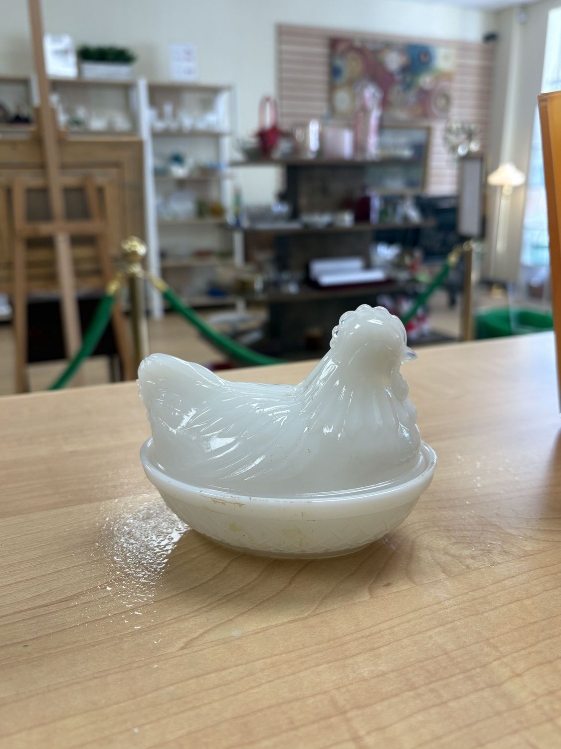 Glass. USA. Atlas. Milk Glass Hen on Nest. White. 5&quot;L