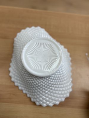 Glass. USA. Westmoreland. Serving Bowl. White Milk Glass. English Hobnail. 11.5''L