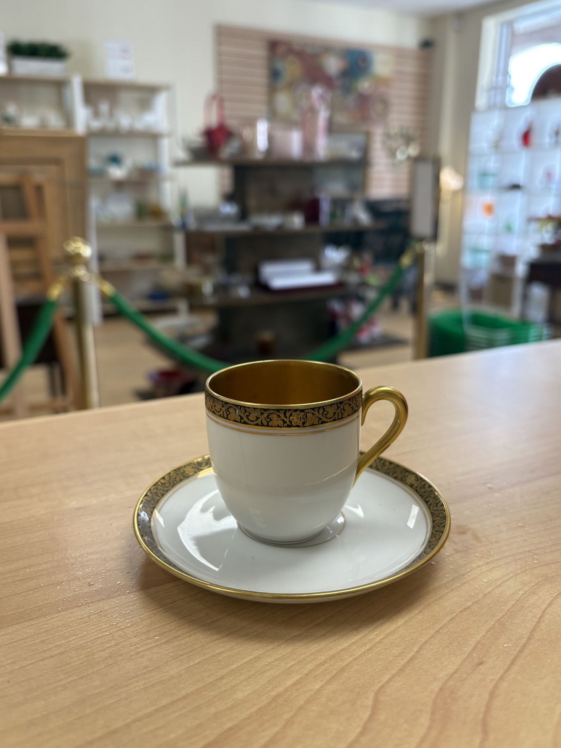 Porcelain. Germany. Rosenthal. Demitasse Cup &amp; Saucer. Gold &amp; Black.