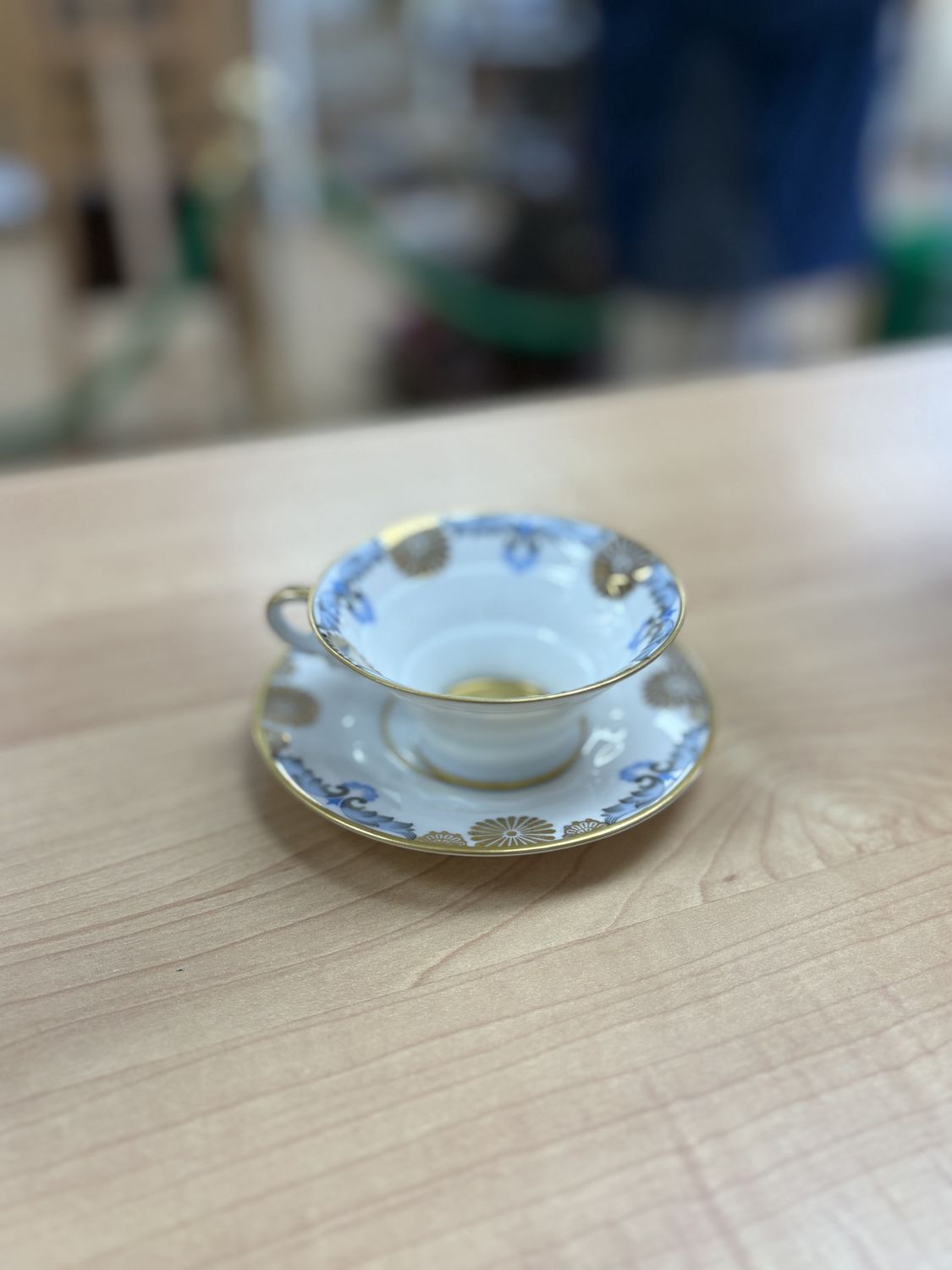 Porcelain. Germany. Rosenthal. Demitasse Cup &amp; Saucer. Blue with Gold. Madeline.