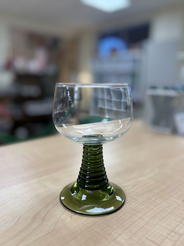 Glass. Germany. Roemer. Green Stem Wine Glass.