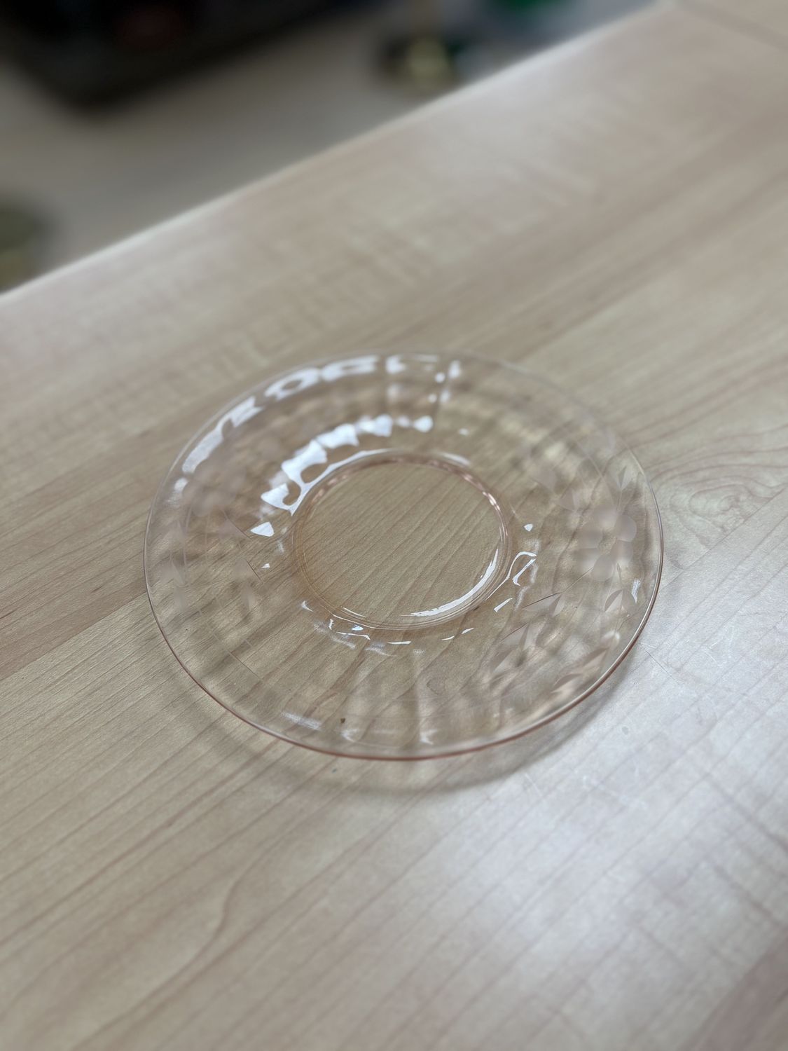 Glass. USA. Dish. 6.25&#39;&#39;. Saucers. Pink. Anchor Hocking.